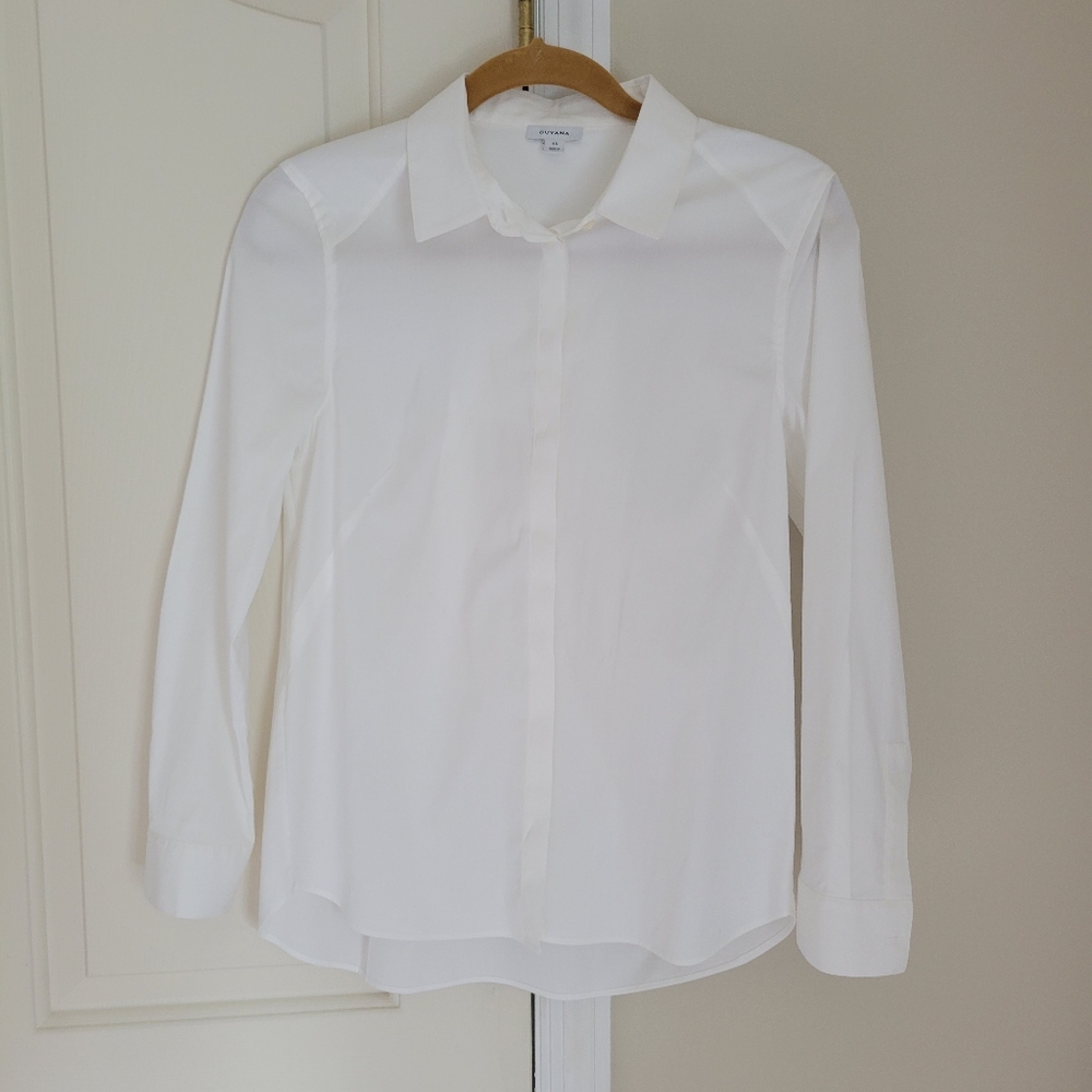 Cuyana white button down with winged back